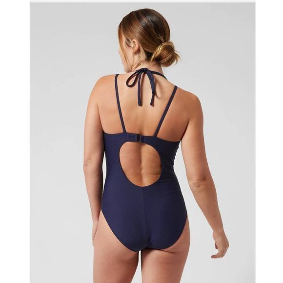 NWT Athleta Keyhole One Piece Swimsuit - LARGE PETITE - dress blue - LP - Picture 2 of 3